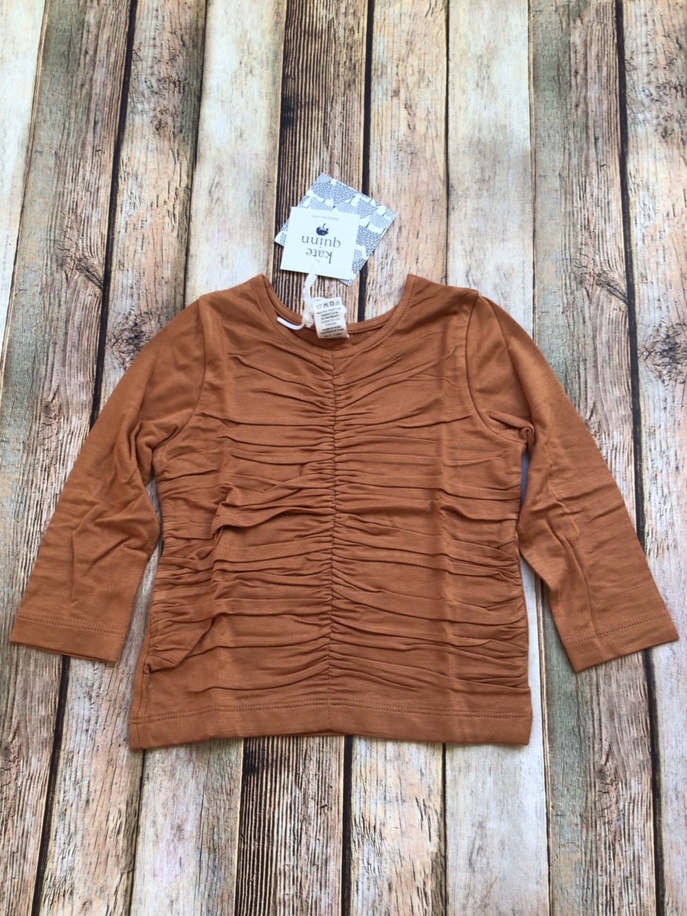NWT Kate Quinn Bamboo Coffee Spice Ruched Top